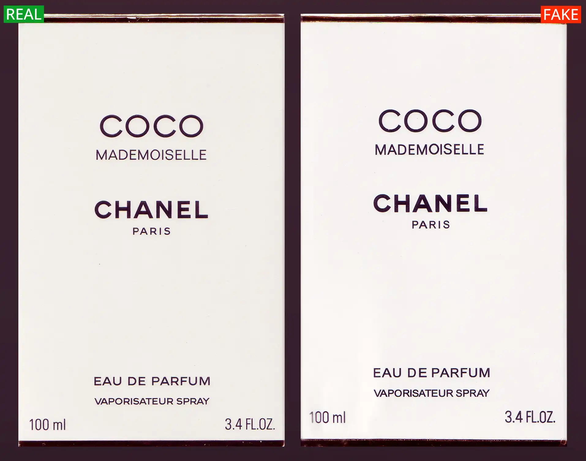 Cách phát hiện Chanel Coco Mademoiselle Fake bằng Font chữ