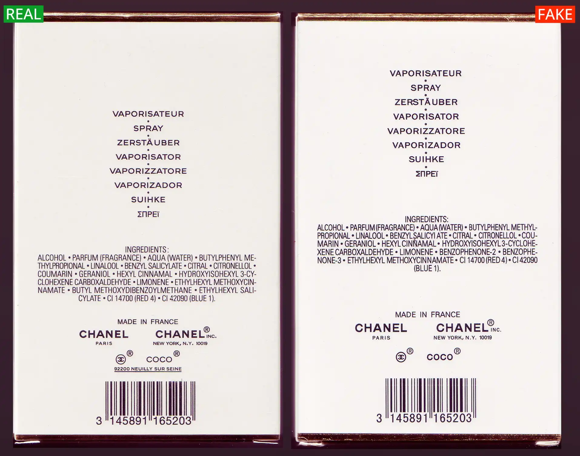 Cách phát hiện Chanel Coco Mademoiselle Fake bằng Mặt sau