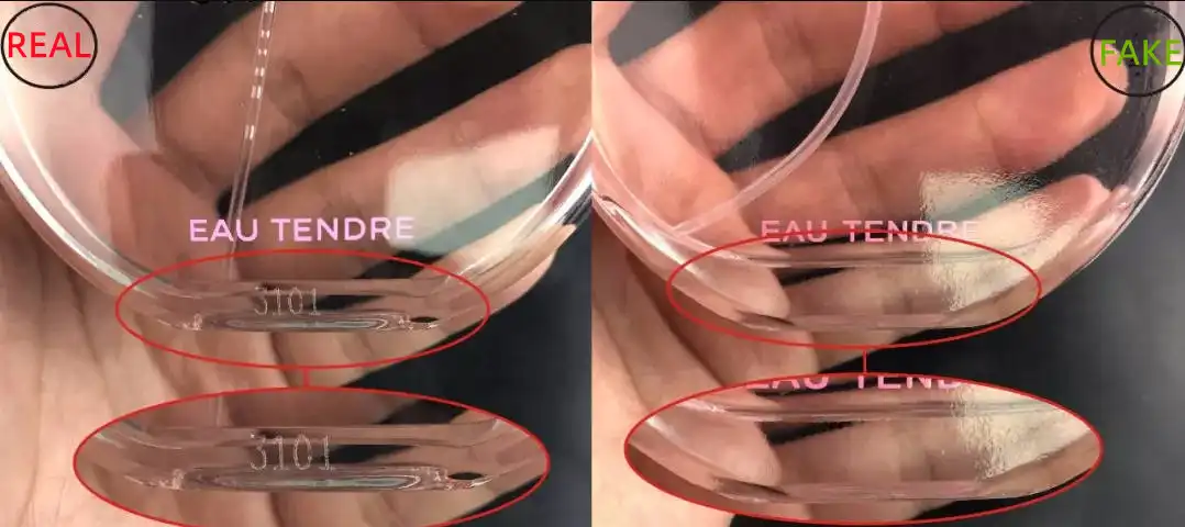 Cách phân biệt Chanel Chance Eau Tendre thật giả bằng Khoảng cách chai bên trong