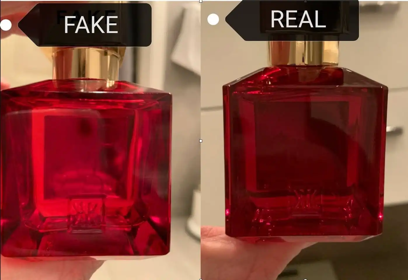 Cách Phân Biệt MFK Baccarat Rouge 540 Thật Giả bằng Sự khác biệt về chữ in và bao bì