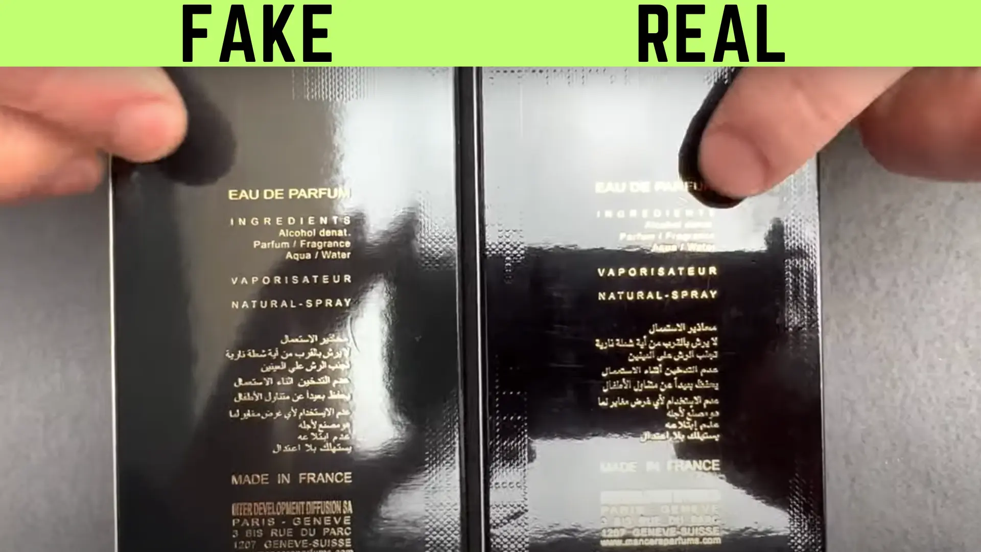 Chữ viết phía sau hộp nước hoa Mancera Red Tobacco