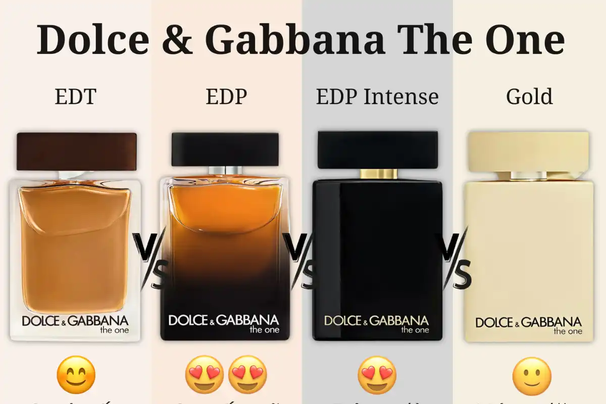 So Sánh Các Chai Nước Hoa Dolce & Gabbana The One for Men EDT vs. EDP vs. EDP Intense vs. Gold