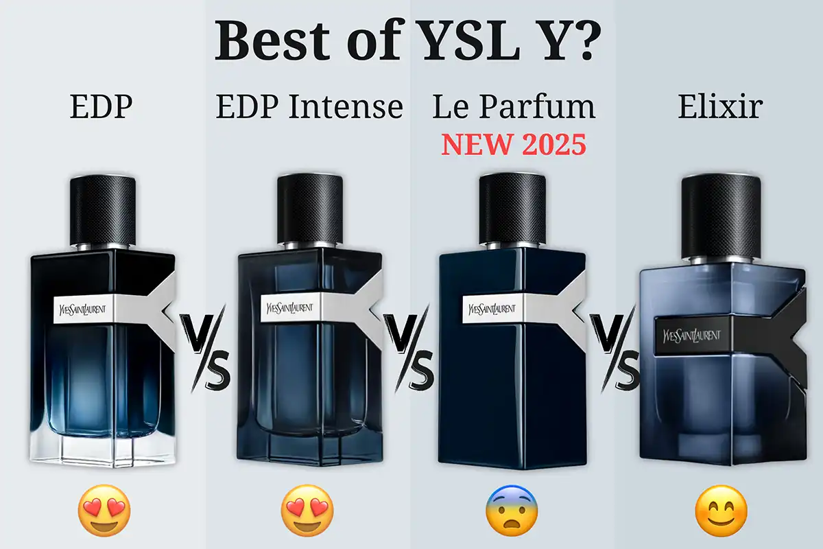 So Sánh 4 Mùi Hương YSL Y: EDP vs. EDP Intense vs. Le Parfum 2025 vs. Elixir