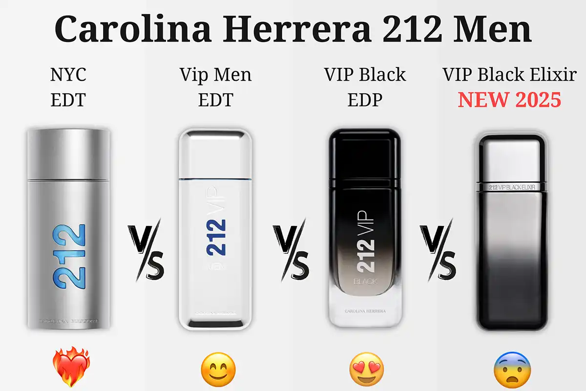 Carolina Herrera 212 Men NYC vs. VIP vs. VIP Black vs. VIP Black Elixir