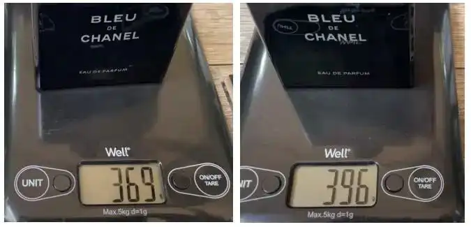 Cách phát hiện Bleu De Chanel fake bằng trọng lượng tịnh của nước hoa