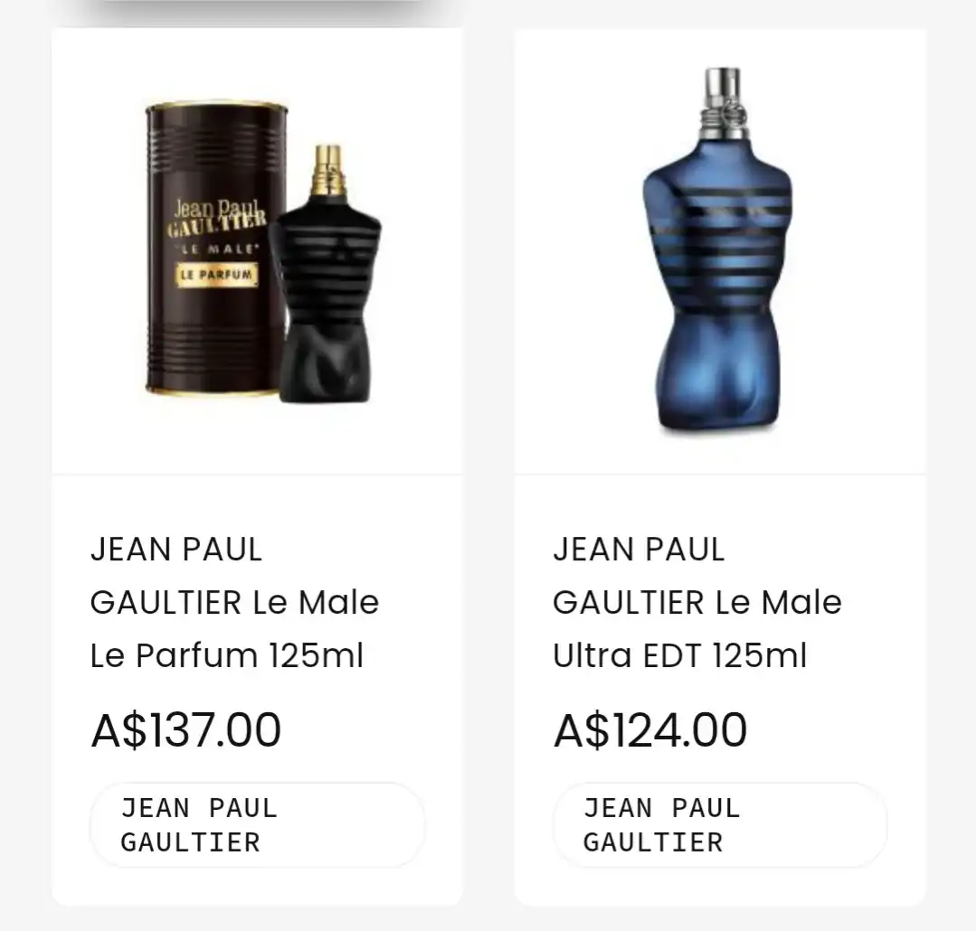 So sánh Jean Paul Gaultier Le Male Le Parfum với Ultra Male