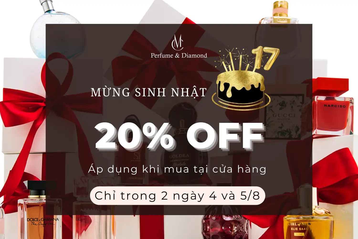 Mừng Sinh Nhật Lần Thứ 17 Của MC Perfume, Giảm Giá 20% Toàn Bộ Nước Hoa Pháp Chính Hãng Tại Cửa Hàng