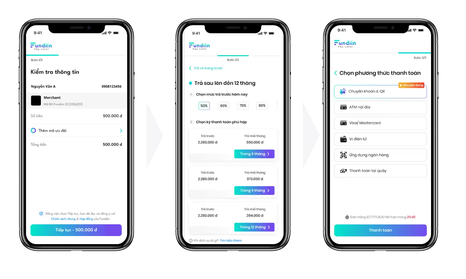 Tiến hành trả góp qua Fundiin