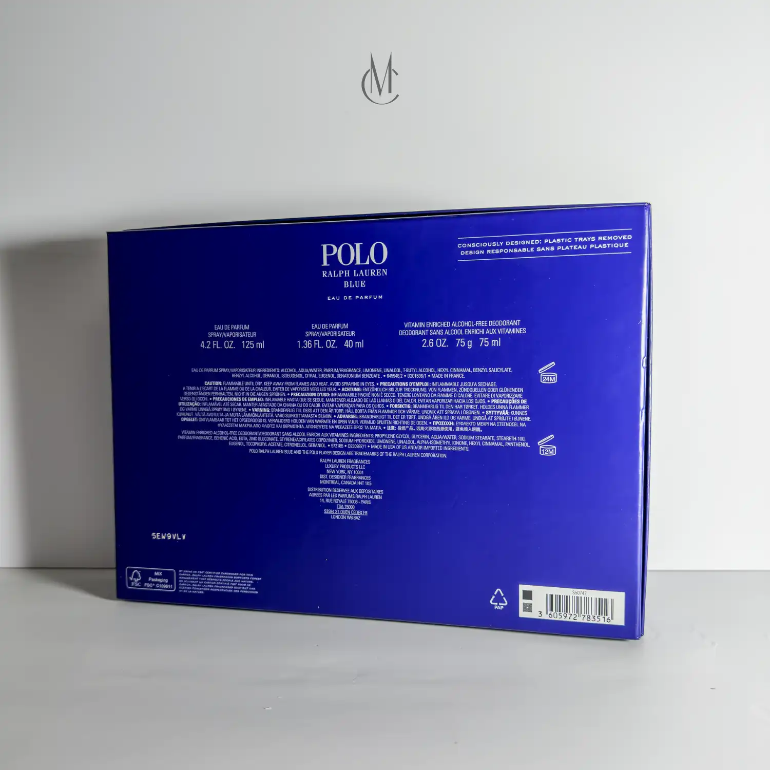 Hình 5 - Set nước hoa Ralph Lauren Polo Blue EDP 125ml + EDP 40ml + Lăn 75g