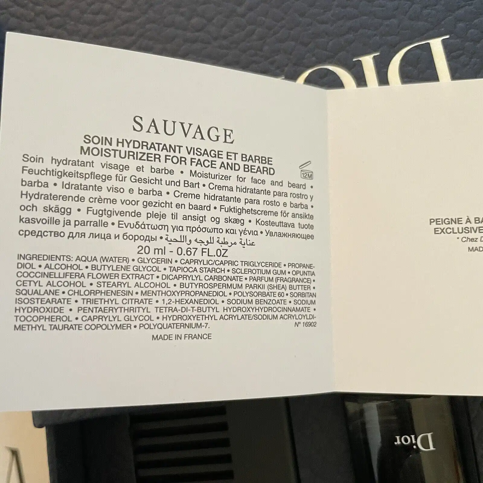 Hình 3 - Set Nước Hoa Dior Sauvage 10ml EDT + Kem dưỡng 20ml + Lược